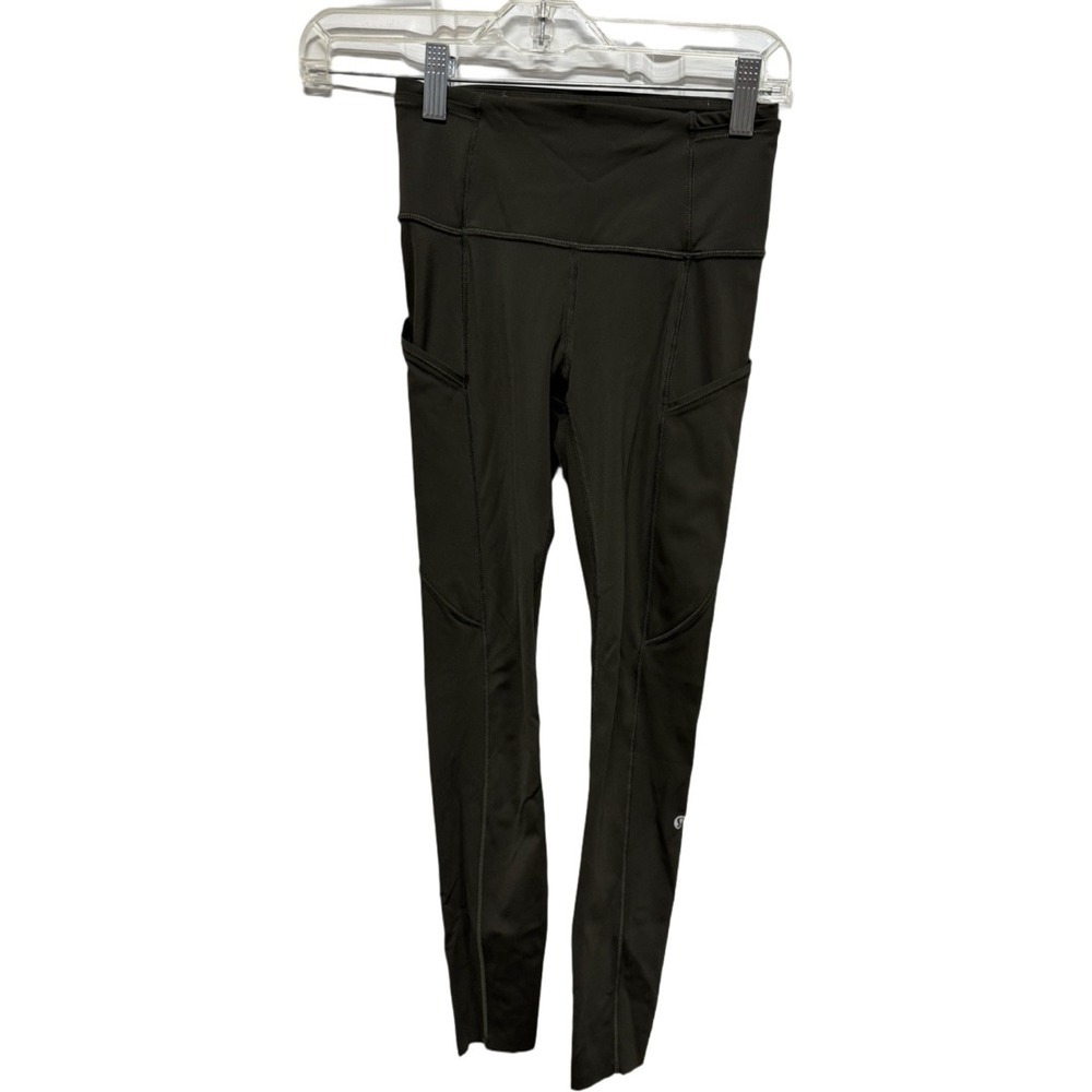 Lululemon Fast & Free Leggings Size 2 Forest Green High Rise Pocket Running Pant